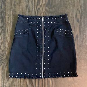 Black Silver-Studded Mini Skirt